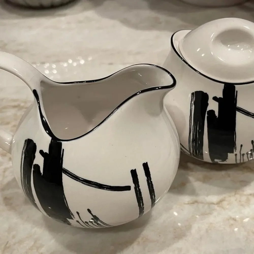 Sango Calligraphy Larry Lasso 80’s cream and sugar set EUC